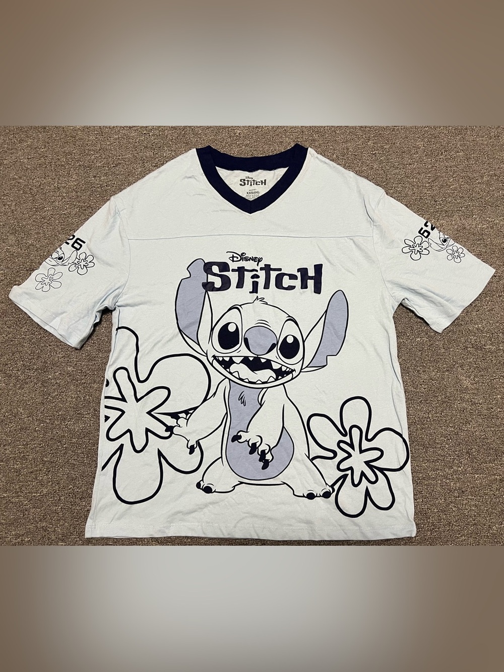 Disney Stitch Light Blue Short Sleeve Graphic Tee Women's XXS